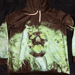 black & green skull hoodie
